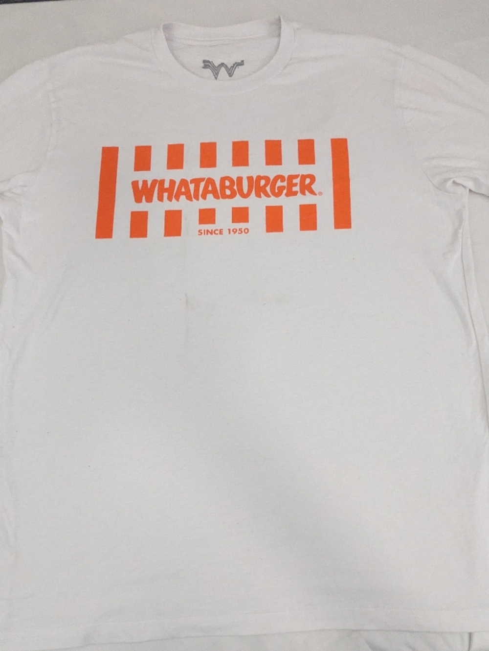 Whataburger White Tee with Orange Logo Print Size Large